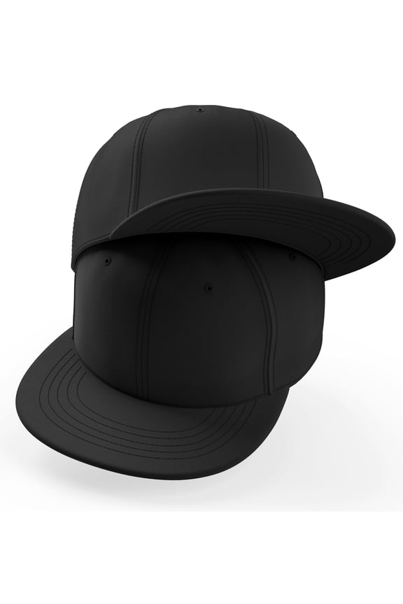 2-Pack Classic Blank Snapback Flat Bill Visor Hat Cap Adjustable Back - Black,Black