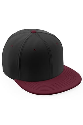 Classic Blank Snapback Flat Bill Visor Hat Cap Adjustable Back - Black Burgundy