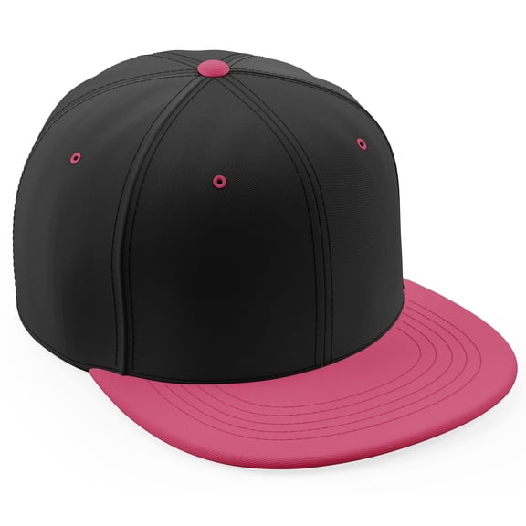 Daxton Classic Blank Snapback Flat Bill Visor Hat Cap Adjustable Back - Black Hot Pink