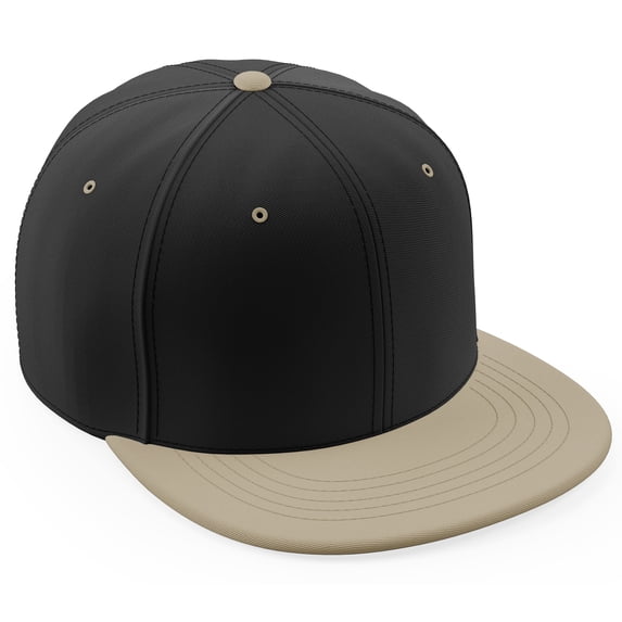 Daxton Classic Blank Snapback Flat Bill Visor Hat Cap Adjustable Back - Black Khaki