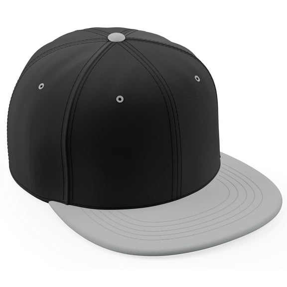Daxton Classic Blank Snapback Flat Bill Visor Hat Cap Adjustable Back - Black Light Grey