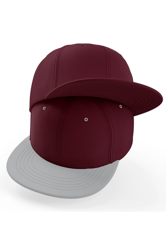 Classic Blank Snapback Flat Bill Visor Hat Cap Adjustable Back - Burgundy,Burgundy Light Grey