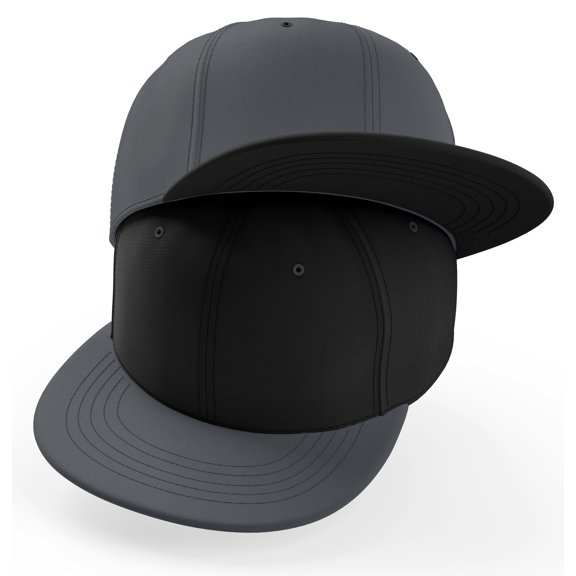 Daxton 2-Pack Classic Blank Snapback Flat Bill Visor Hat Cap Adjustable Back - Charcoal Black,Black Charcoal