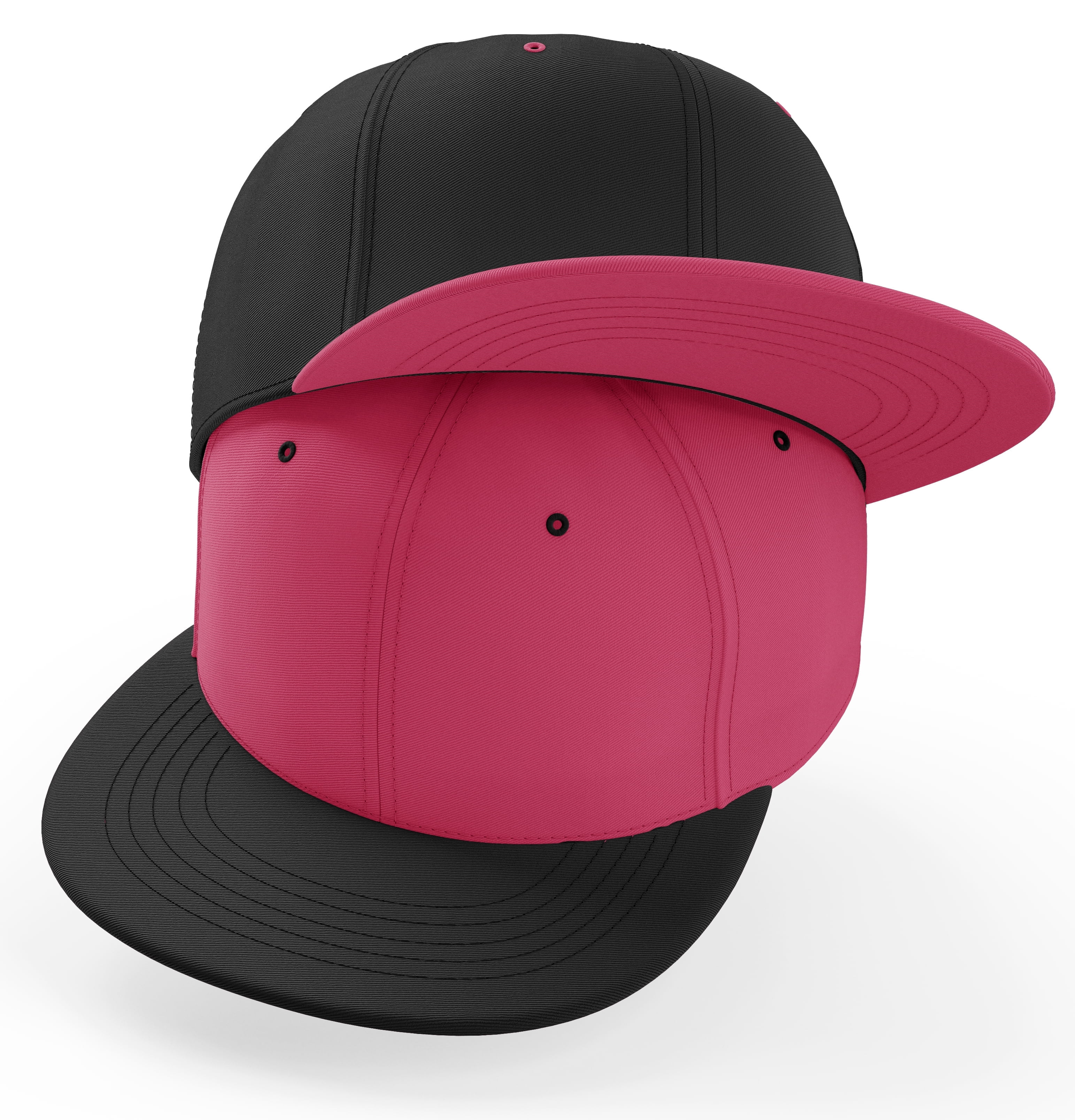 Stylish Pink and Black cap YOTA1® Hat Curved Bill Snapback Black Hot Pink - Yota1  main image 2
