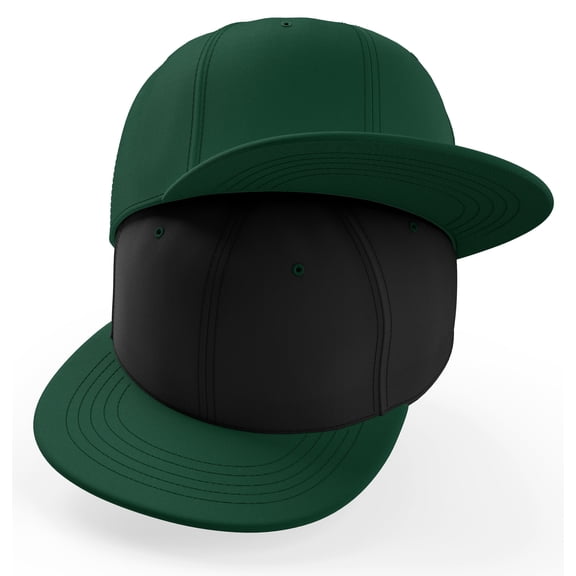 Daxton 2-Pack Classic Blank Snapback Flat Bill Visor Hat Cap Adjustable Back - Hunter, Black Hunter