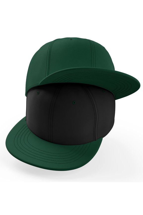 2-Pack Classic Blank Snapback Flat Bill Visor Hat Cap Adjustable Back - Hunter, Black Hunter