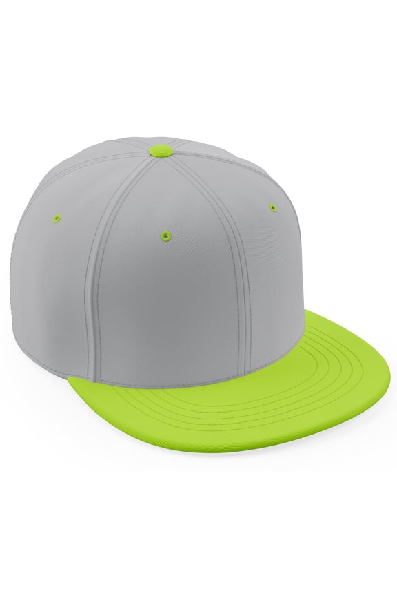 Classic Blank Snapback Flat Bill Visor Hat Cap Adjustable Back - Light Grey Lime