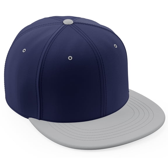 Daxton Classic Blank Snapback Flat Bill Visor Hat Cap Adjustable Back - Navy Light Grey