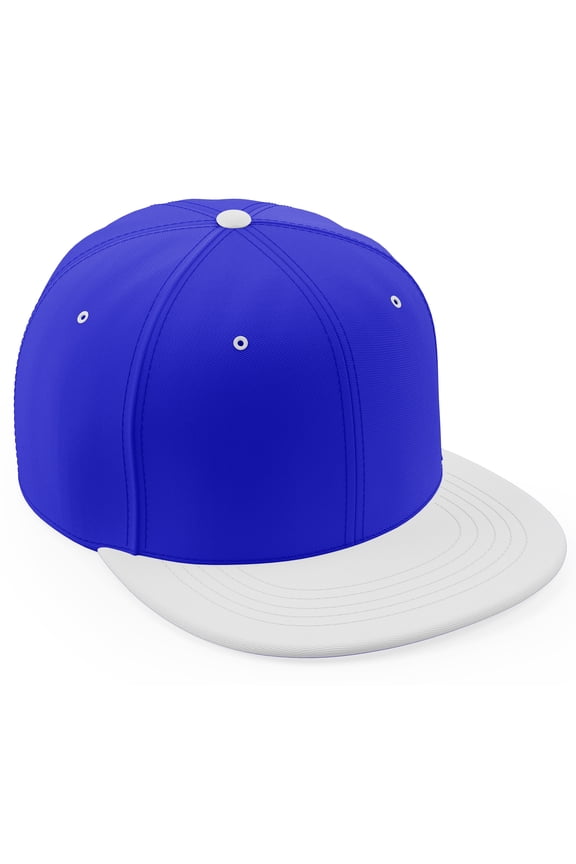 Classic Blank Snapback Flat Bill Visor Hat Cap Adjustable Back - Royal White