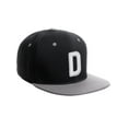 thumbnail image 1 of Daxton Classic Snapback 3D Alphabet A to Z Numbers Embroidered Initials Letters Flat Bill Cap - Black Grey Hat, Letter D, 1 of 2