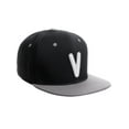 thumbnail image 1 of Daxton Classic Snapback 3D Alphabet A to Z Numbers Embroidered Initials Letters Flat Bill Cap - Black Grey Hat, Letter V, 1 of 2