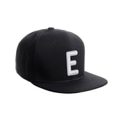 Daxton Classic Snapback 3D Alphabet A to Z Numbers Embroidered Initials Letters Flat Bill Cap - Black Hat, Letter E