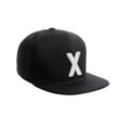 thumbnail image 1 of Daxton Classic Snapback 3D Alphabet A to Z Numbers Embroidered Initials Letters Flat Bill Cap - Black Hat, Letter X, 1 of 2