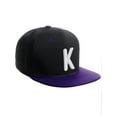 thumbnail image 1 of Daxton Classic Snapback 3D Alphabet A to Z Numbers Embroidered Initials Letters Flat Bill Cap - Black Purple Hat, Letter K, 1 of 1