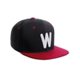 thumbnail image 1 of Daxton Classic Snapback 3D Alphabet A to Z Numbers Embroidered Initials Letters Flat Bill Cap - Black Red Hat, Letter W, 1 of 2