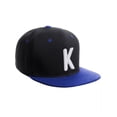 thumbnail image 1 of Daxton Classic Snapback 3D Alphabet A to Z Numbers Embroidered Initials Letters Flat Bill Cap - Black Royal Hat, Letter K, 1 of 2