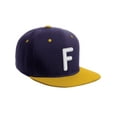 thumbnail image 1 of Daxton Classic Snapback 3D Alphabet A to Z Numbers Embroidered Initials Letters Flat Bill Cap - Purple Gold Hat, Letter F, 1 of 2