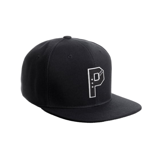 Daxton Classic Snapback 3D Alphabet A to Z Numbers Initials Flat Bill Visor Cap-Black Hat, Letter P