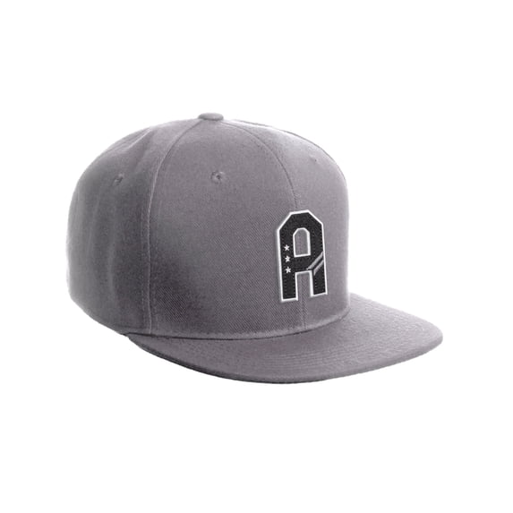 Daxton Classic Snapback 3D Alphabet A to Z Numbers Initials Flat Bill Visor Cap-Light Grey Hat, Letter A