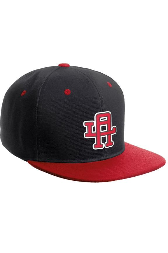 Classic Snapback Flat Bill Visor Custom Vintage Monogram AL Initials, Black Red Hat