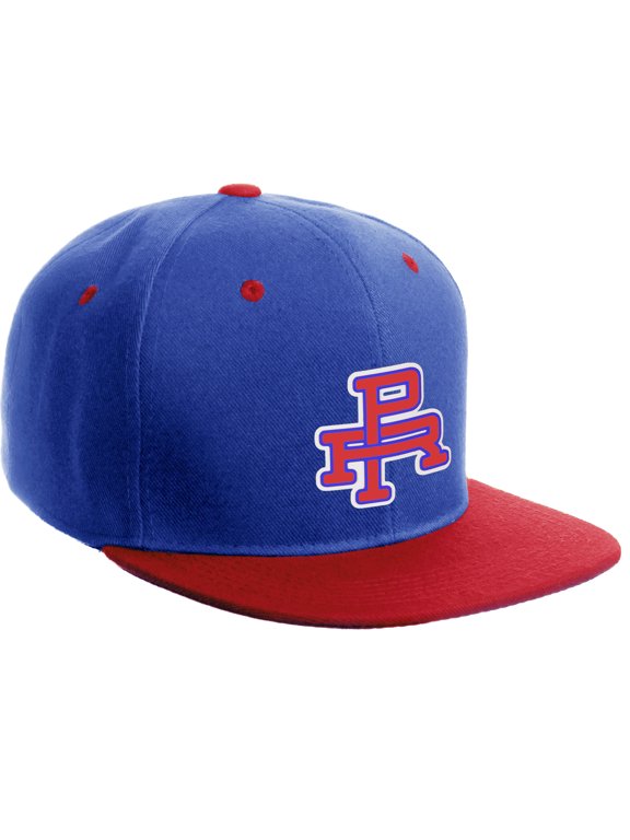 Classic Snapback Flat Bill Visor Custom Vintage Monogram PR Initials, Royal Red Hat