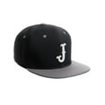 thumbnail image 1 of Daxton Classic Snapback Flat Bill Visor Vintage Custom Number Letter Hat Cap, Black Grey Hat, Letter J, 1 of 4