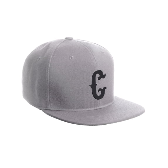 Daxton Classic Snapback Flat Bill Visor Vintage Custom Number Letter Hat Cap, Grey Hat, Letter C