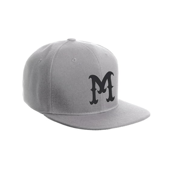 Daxton Classic Snapback Flat Bill Visor Vintage Custom Number Letter Hat Cap, Grey Hat, Letter M