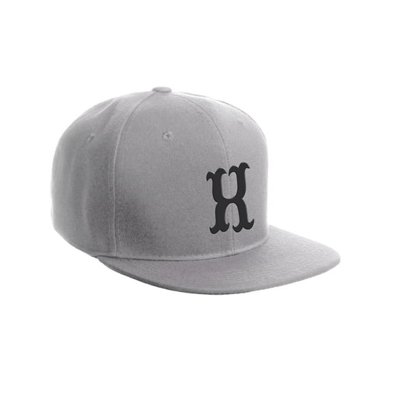 Daxton Classic Snapback Flat Bill Visor Vintage Custom Number Letter Hat Cap, Grey Hat, Letter X