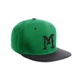 thumbnail image 1 of Daxton Classic Snapback Flat Bill Visor Vintage Custom Number Letter Hat Cap, Kelly Black Hat, Letter M, 1 of 4