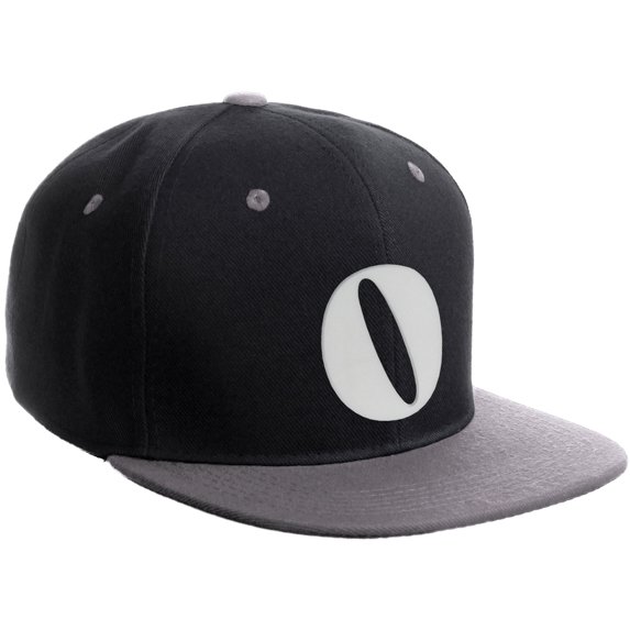 Daxton Classic Snapback Hat 3D Capital Alphabet Letters Flat Bill Visor Cap, Black Light Grey Hat White Letter O