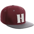thumbnail image 1 of Daxton Classic Snapback Hat 3D Capital Alphabet Letters Flat Bill Visor Cap, Burgundy Light Grey Hat White Letter H, 1 of 3
