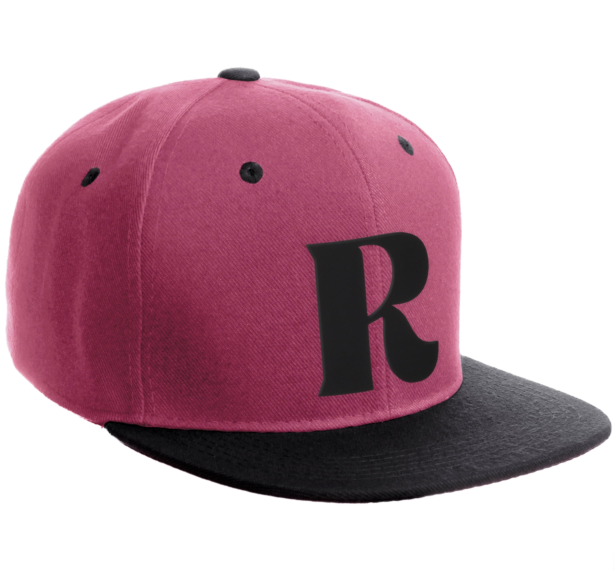 Letter R Hat Daxton Classic Snapback Hat 3D Capital Alphabet Letters Flat Bill Visor ...