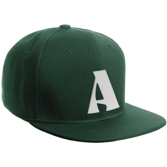Daxton Classic Snapback Hat 3D Capital Alphabet Letters Flat Bill Visor Cap, Hunter Hat White Letter A