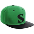 thumbnail image 1 of Daxton Classic Snapback Hat 3D Capital Alphabet Letters Flat Bill Visor Cap, Kelly Black Hat Black Letter S, 1 of 1