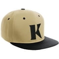 thumbnail image 1 of Daxton Classic Snapback Hat 3D Capital Alphabet Letters Flat Bill Visor Cap, Khaki Black Hat Black Letter K, 1 of 3