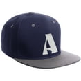 thumbnail image 1 of Daxton Classic Snapback Hat 3D Capital Alphabet Letters Flat Bill Visor Cap, Navy Light Grey Hat White Letter A, 1 of 3