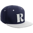 thumbnail image 1 of Daxton Classic Snapback Hat 3D Capital Alphabet Letters Flat Bill Visor Cap, Navy White Hat White Letter R, 1 of 3