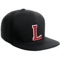 thumbnail image 1 of Daxton Classic Snapback Hat Custom A to Z Initial Varsity Letters, Black Black Hat White Red Letter L, 1 of 2