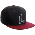 thumbnail image 1 of Daxton Classic Snapback Hat Custom A to Z Initial Varsity Letters, Black Burgundy Hat White Black Letter L, 1 of 2