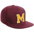 thumbnail image 1 of Daxton Classic Snapback Hat Custom A to Z Initial Varsity Letters, Burgundy Hat White Gold Letter M, 1 of 2