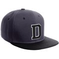 thumbnail image 1 of Daxton Classic Snapback Hat Custom A to Z Initial Varsity Letters, Charcoal Black Hat White Black Letter D, 1 of 2