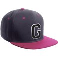 thumbnail image 1 of Daxton Classic Snapback Hat Custom A to Z Initial Varsity Letters, Charcoal Hot Pink Hat White Black Letter G, 1 of 2