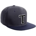 thumbnail image 1 of Daxton Classic Snapback Hat Custom A to Z Initial Varsity Letters, Charcoal Navy Hat White Black Letter T, 1 of 2