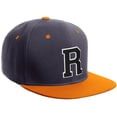 thumbnail image 1 of Daxton Classic Snapback Hat Custom A to Z Initial Varsity Letters, Charcoal Orange Hat White Black Letter R, 1 of 2