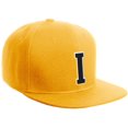 thumbnail image 1 of Daxton Classic Snapback Hat Custom A to Z Initial Varsity Letters, Gold Hat White Black Letter I, 1 of 1
