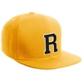 thumbnail image 1 of Daxton Classic Snapback Hat Custom A to Z Initial Varsity Letters, Gold Hat White Black Letter R, 1 of 1