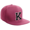 thumbnail image 1 of Daxton Classic Snapback Hat Custom A to Z Initial Varsity Letters, Hot Pink Hat White Black Letter K, 1 of 1