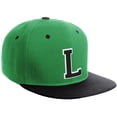 thumbnail image 1 of Daxton Classic Snapback Hat Custom A to Z Initial Varsity Letters, Kelly Green Black Hat White Black Letter L, 1 of 1