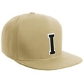 thumbnail image 1 of Daxton Classic Snapback Hat Custom A to Z Initial Varsity Letters, Khaki Khaki Hat White Black Letter I, 1 of 2
